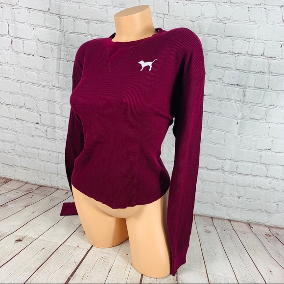 VS PINK Logo Long Sleeve Crop Tee Shirt - Picture 5 of 7